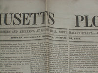 1849 MARCH 24 MASSACHUSETTS PLOUGHMAN NEWSPAPER - FLYING MACHINES - NP 5164
