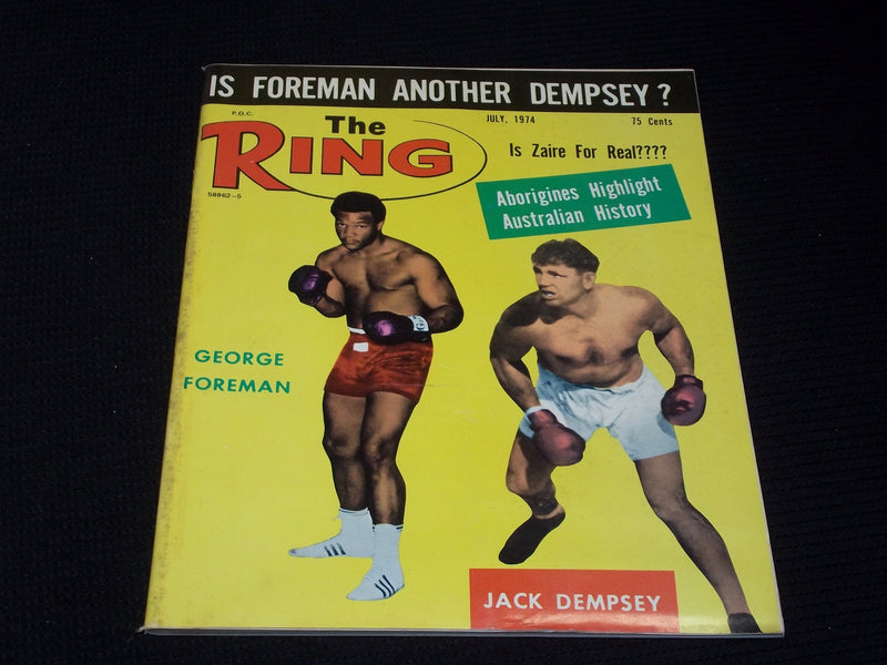 1974 JULY THE RING MAGAZINE - FOREMAN DEMPSEY BOXING COVER - E 3355