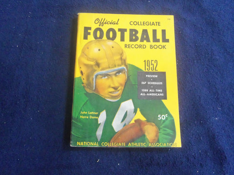 1952 OFFICIAL COLLEGIATE FOOTBALL RECORD BOOK - JOHN LATTNER COVER - SP 7492R