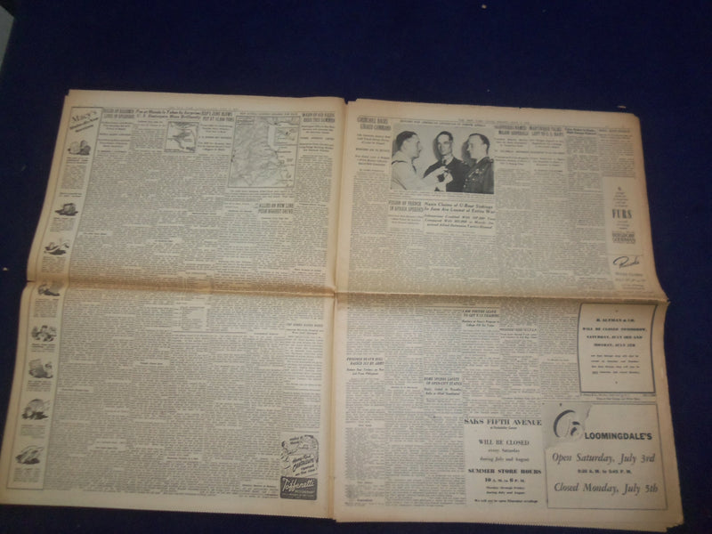 1943 JULY 2 NEW YORK TIMES - AMERICANS CAPTURE HARBOR ON NEW GEORGIA - NP 6541