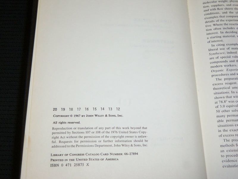1969-1979 REAGENTS FOR ORGANIC SYNTHESIS BOOK LOT OF 7 - FIESER - KD 1062