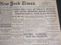 1920 FEBRUARY 3 NEW YORK TIMES - LODGE WIL CALL UP TREATY MONDAY - NT 6788