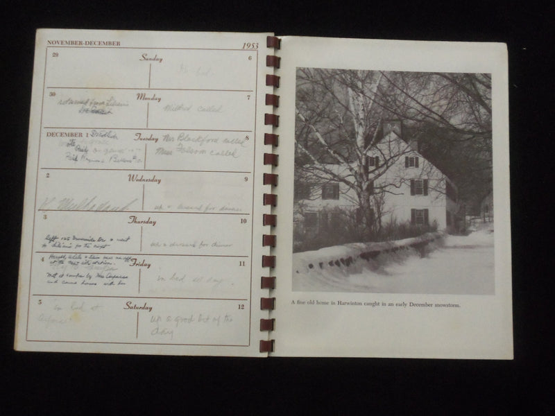 1953 CONNECTICUT YEAR CALENDAR SOFTCOVER BOOK BY DAN STILES - J 9939