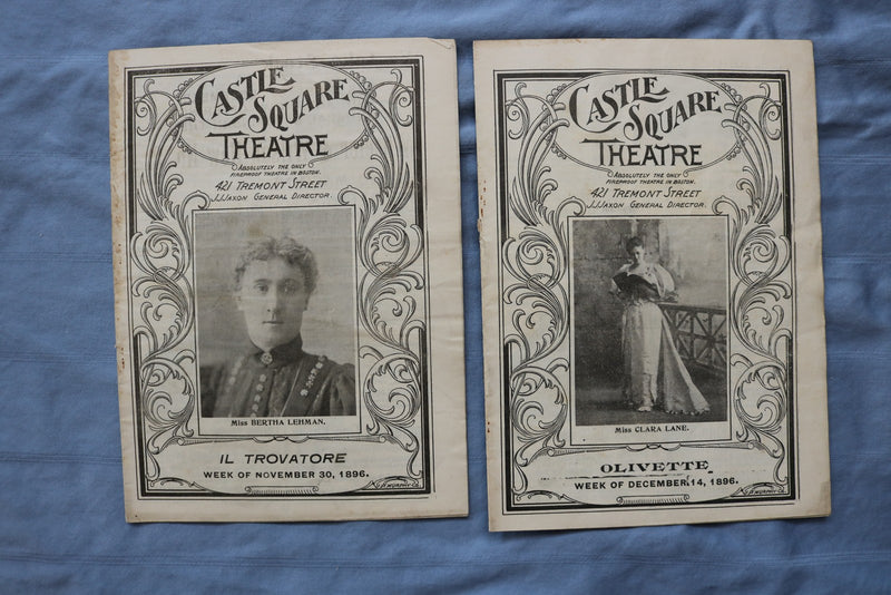 1896 CASTLE SQUARE THEATRE PROGRAM MAGAZINE - LOT OF 13 - BOSTON - K 2729