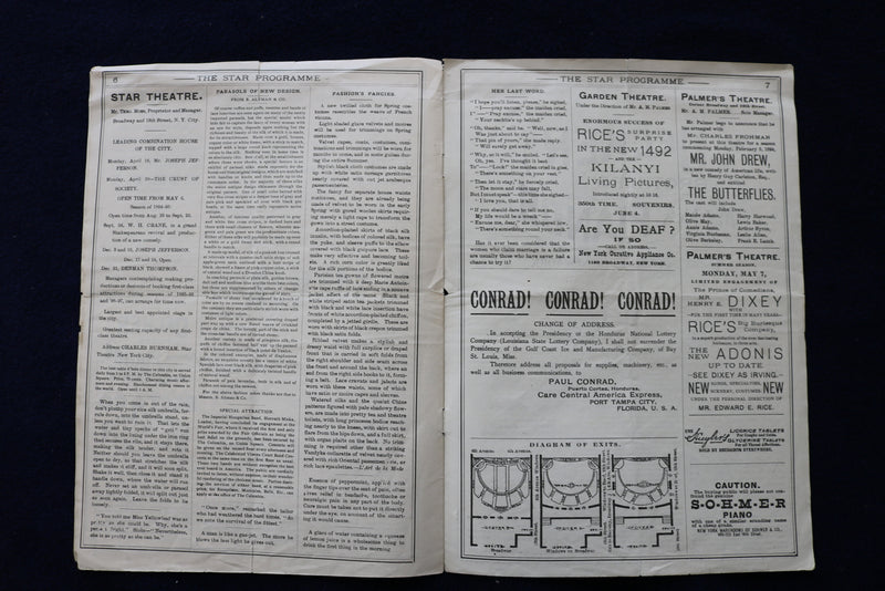 1894 APRIL 23 RIP VAN WINKLE - JOSEPH JEFFERSON PROGRAM - STAR THEATRE - K 1633
