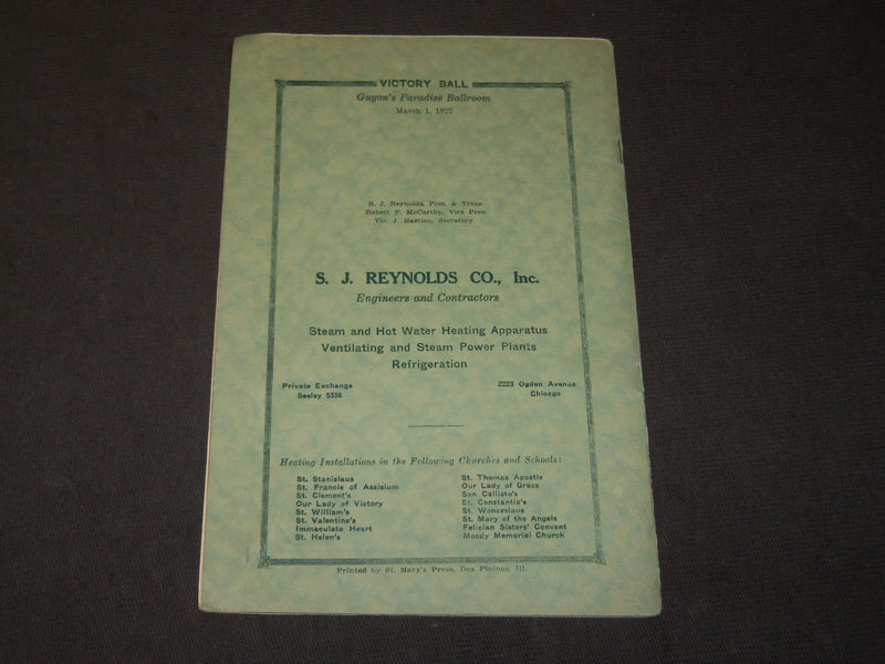 1927 MARCH VICTORY BALL GUYON'S PARADISE BALLROOM PROGRAM - J 3488