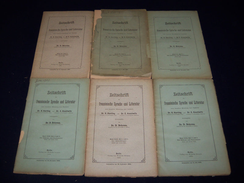 1896-1900 ZEITSCHRIFT FUR FRANZOSISCHE SPRACHE UND LITTERATUR LOT OF 18 - O 133