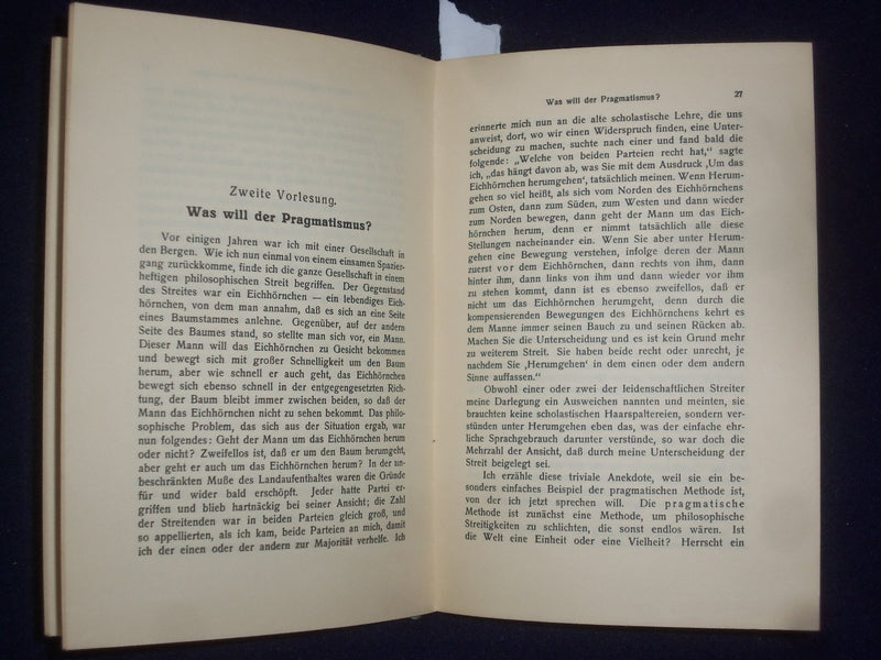 1928 DER PRAGMATISMUS HARDCOVER BOOK VON WILLIAM JAMES - GERMAN - KD 9009