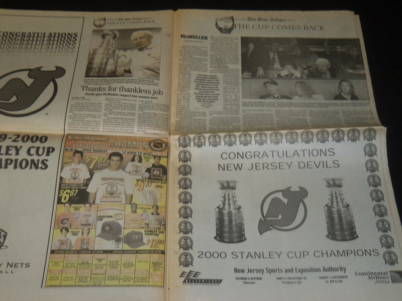 2000 JUNE 12 THE STAR-LEDGER NEWSPAPER-NJ DEVILS STANLEY CUP- LOT OF 8 - NP 4231