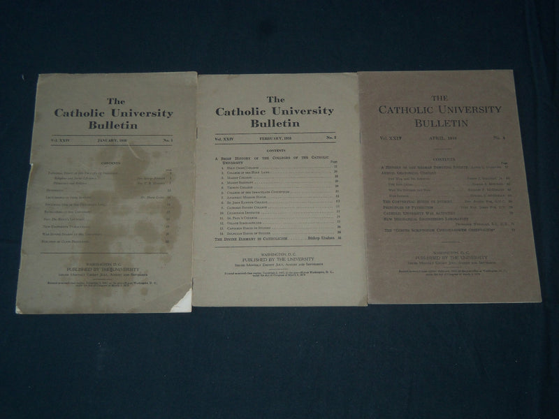 1918-1920 THE CATHOLIC UNIVERSITY BULLETIN LOT OF 18 DIFFERENT ISSUES - O 287