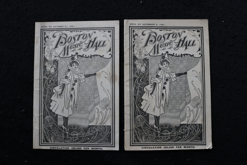 1901-1902 BOSTON MUSIC HALL THEATRE PROGRAMS - LOT OF 6 - K 1964