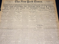 1916 JUNE 16 NEW YORK TIMES - DEMOCRATS RENOMINATE WILSON & MARSHALL - NT 8615