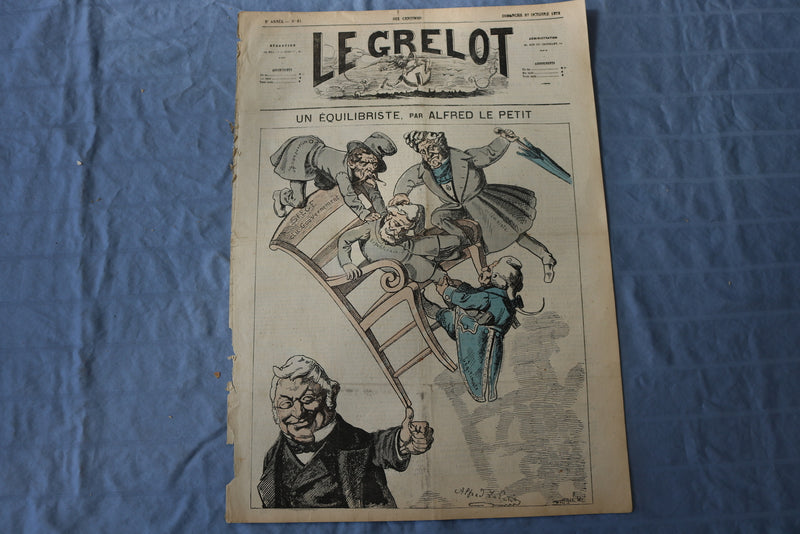 1872 OCTOBER 27 LE GRELOT NEWSPAPER - UN EQUILIBRISTE - FRENCH - NP 8604