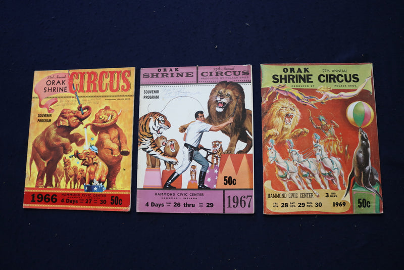 1966-1969 ORAK SHRINE CIRCUS PROGRAMS - LOT OF 3 - O 3645
