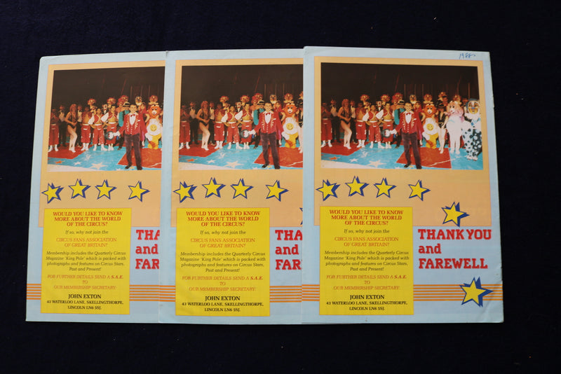 1987-1990 TONY HOPKINS CIRCUS FIESTA PROGRAMS - LOT OF 8 - O 3527