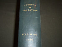 1920 JANUARY-DECEMBER JOURNAL OF EDUCATION BOUND VOLUME - COMPLETE YEAR - R 930