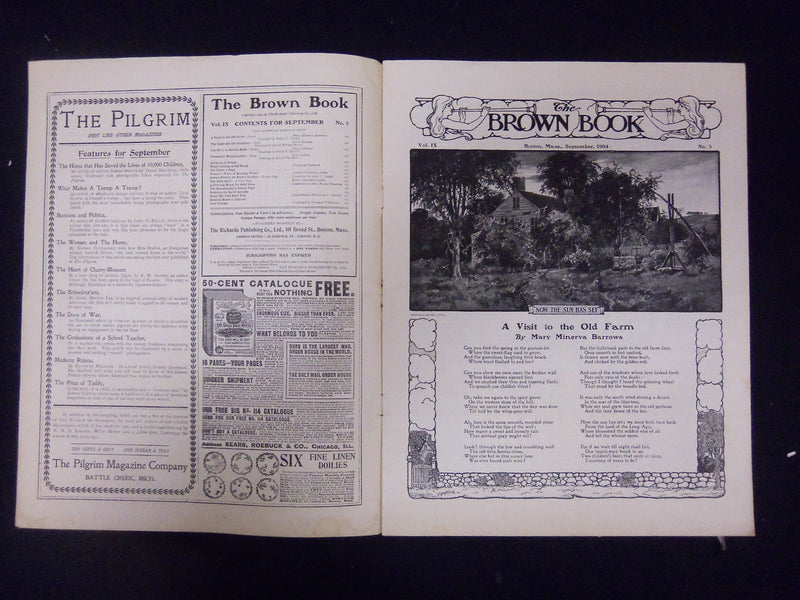 1904 SEPTEMBER THE BROWN BOOK OF BOSTON MAGAZINE-ILLUS COVER & STORIES - ST 3260