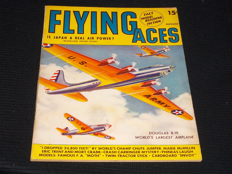 1941 AUGUST FLYING ACES MAGAZINE ILLUSTRATED FRONT COVER - E 152