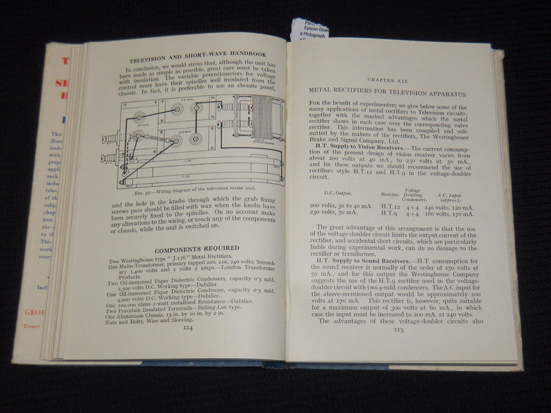 1939 TELEVISION AND SHORT-WAVE HANDBOOK BY F. J. CAMM - FOURTH EDITION- KD 4585R