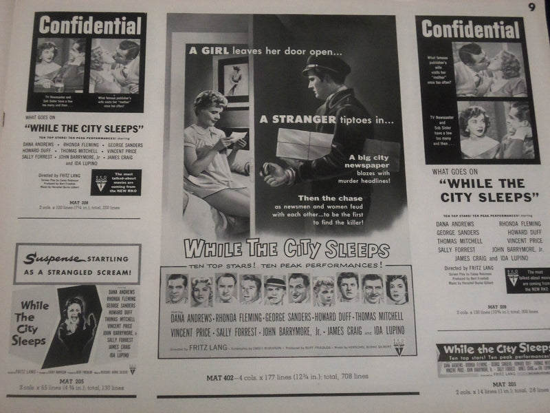 1956 WHILE THE CITY SLEEPS MOVIE CAMPAIGN BOOK DANA ANDREWS & FLEMING - P 24
