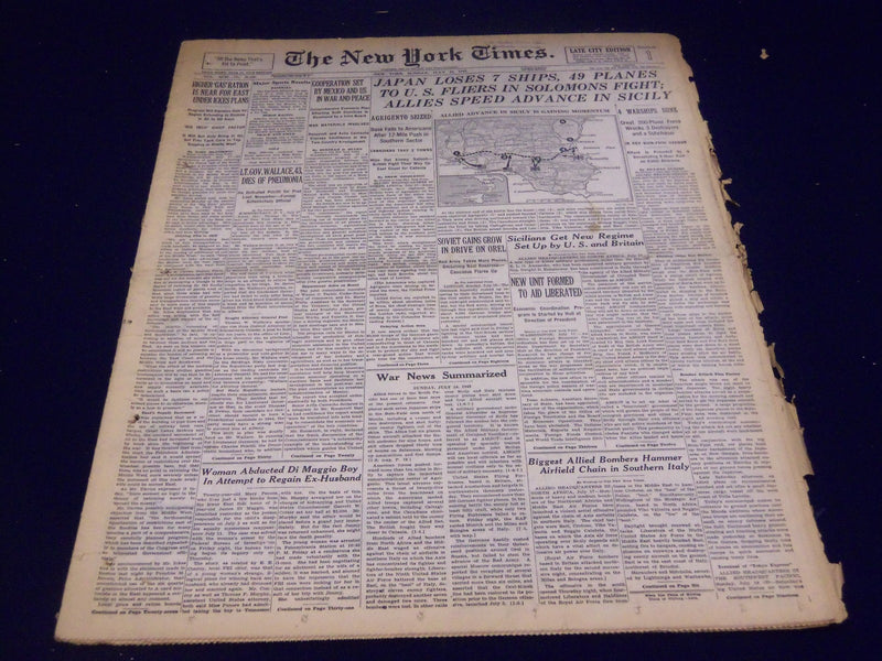1943 JULY 18 NEW YORK TIMES - JAPAN LOSES 7 SHIPS 49 PLANES - NT 1770