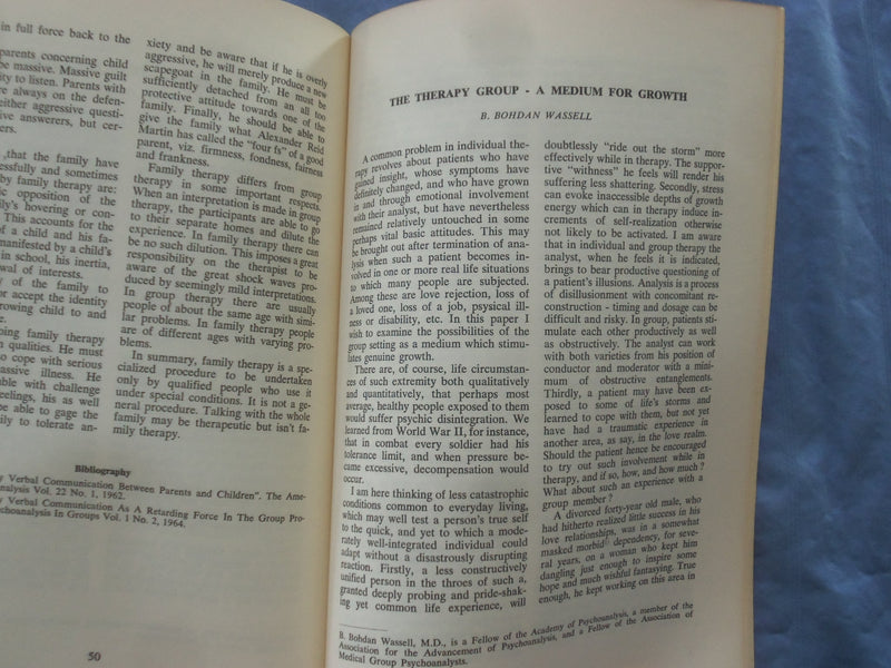 1965 THE JOURNAL OF PSYCHOANALYSIS IN GROUPS SOFTCOVER BOOK BY - K 300