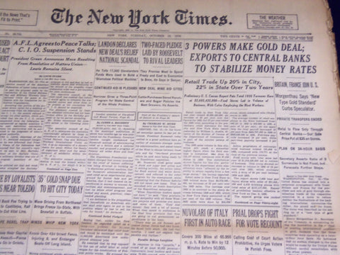 1936 OCTOBER 13 NEW YORK TIMES - 3 POWERS MAKE GOLD DEAL - NT 1855