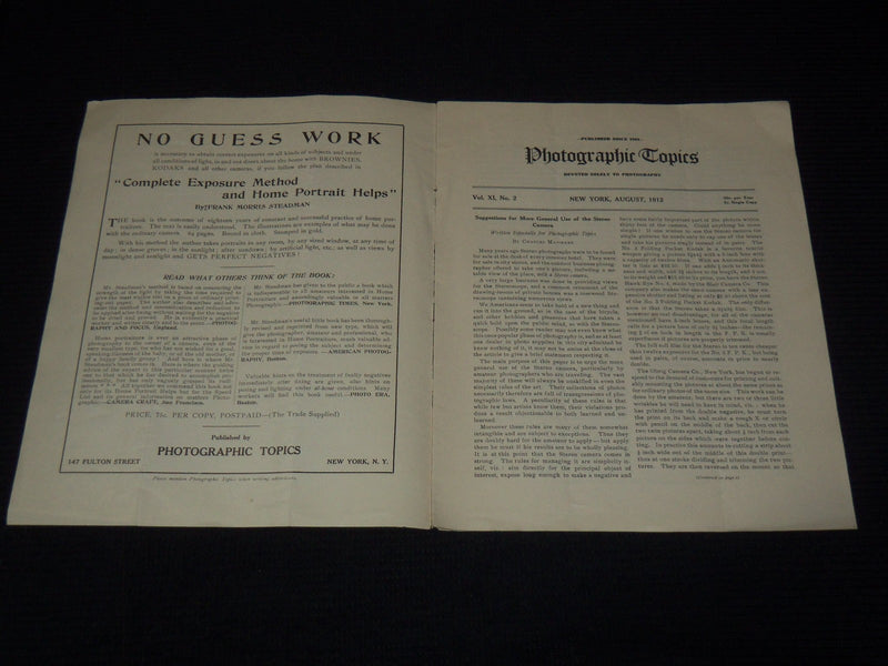 1912-1913 PHOTOGRAPHIC TOPICS MAGAZINE LOT OF 7 - NEW YORK - K 3117