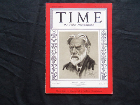 1929 DECEMBER 2 TIME MAGAZINE - ROBERT BRIDGES - T 211