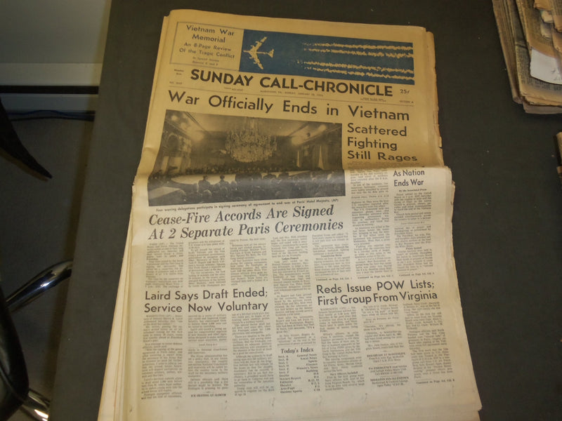 1973 JANUARY 28 SUNDAY CALL-CHRONICLE NEWSPAPER - VIETNAM WAR ENDS - NP 3267