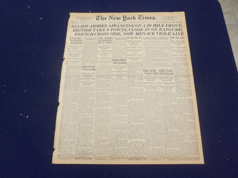 1918 AUGUST 24 NEW YORK TIMES - ALLIED ARMIES ADVANCING - NT 9202