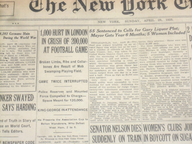 1923 APRIL 29 NEW YORK TIMES - WEMBLEY STADIUM OPENS, 1,000 HURT - NT 8347