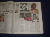 2021 JANUARY 29 NEW YORK DAILY NEWS NEWSPAPER - CECILY TYSON DIED (1924-2021)