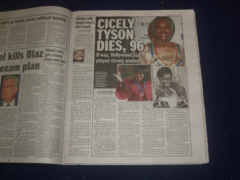 2021 JANUARY 29 NEW YORK DAILY NEWS NEWSPAPER - CECILY TYSON DIED (1924-2021)
