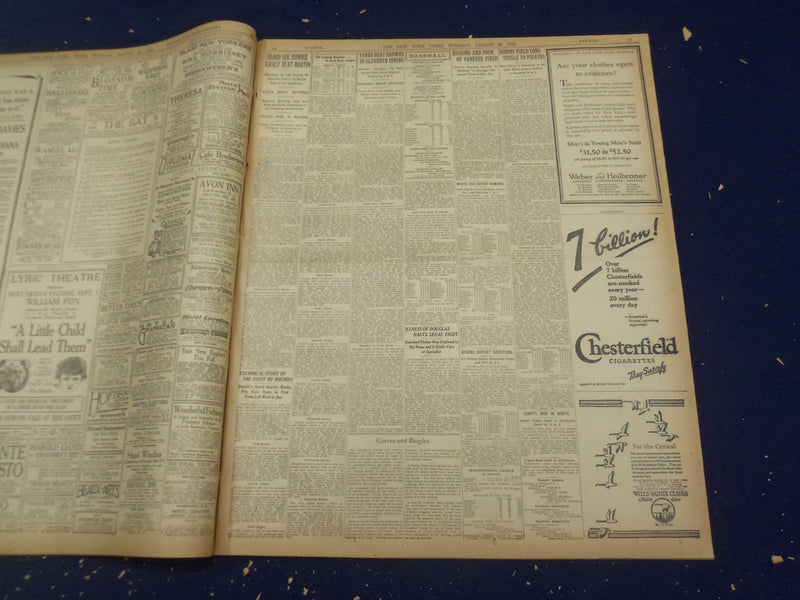1922 AUGUST 29 NEW YORK TIMES - BERGEN SHOT DOWN WITHOUT A CHANCE - NT 8380