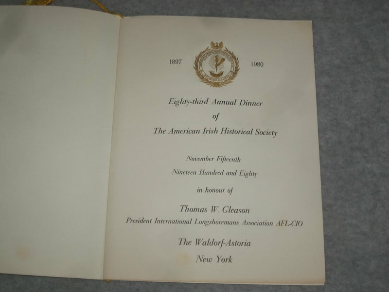 1980 NOVEMBER 15 THE AMERICAN IRISH HISTORICAL SOCIETY - 83RD ANNUAL - ST 6865