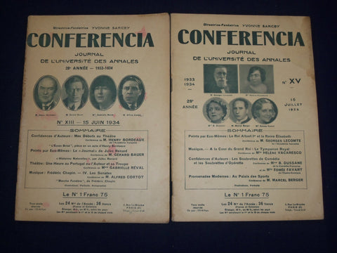 1934 CONFERENCIA JOURNAL DE L'UNIVERSITE DES ANNALES LOT OF 3 - FRENCH - J 1723