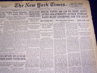 1941 MAY 8 NEW YORK TIMES - HOUSE VOTES 266-120 TO SEIZE SHIPS - NT 1461