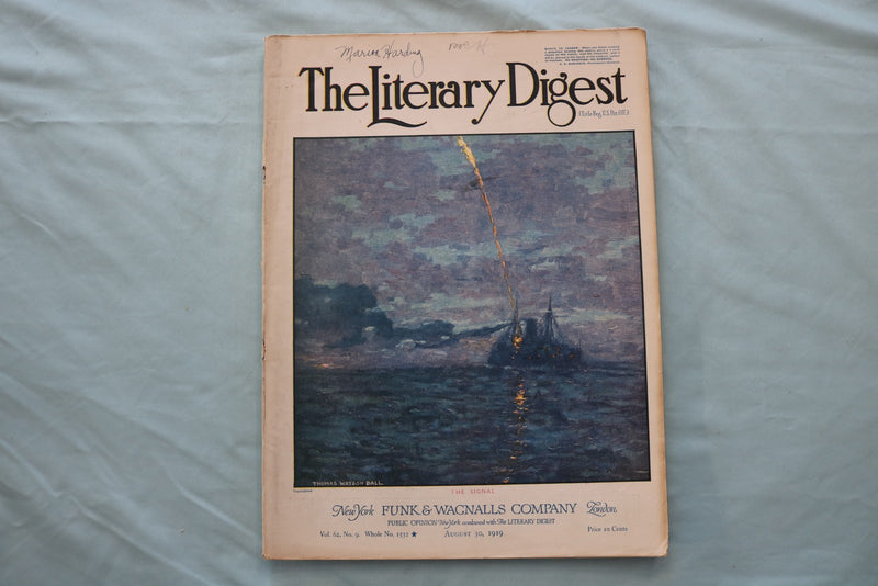 1919 AUGUST 30 THE LITERARY DIGEST MAGAZINE - THE SIGNAL COVER - E 26622