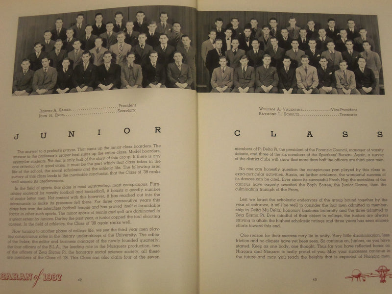 1937 THE NIAGARAN NIAGARA UNIVERSITY YEARBOOK - NEW YORK - GREAT PHOTOS - YB 134