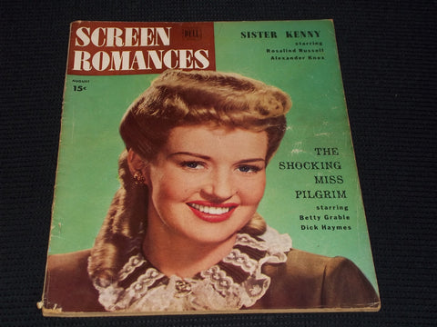 1946 AUGUST SCREEN ROMANCES MAGAZINE - BETTY GRABLE COVER - E 16606