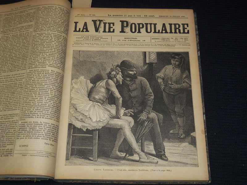 1885 JULY-SEPT LA VIE POPULAIRE MAGAZINE BOUND VOLUME #7- EMILE ZOLA - KD 7462C