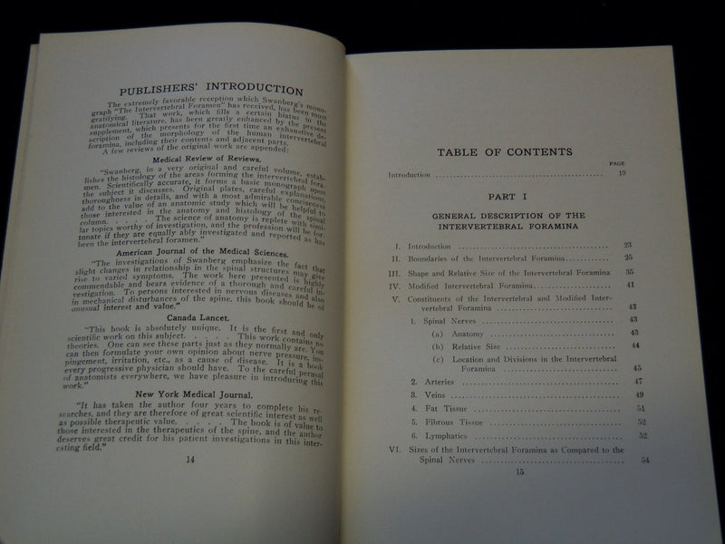 1925 THE INTERVERTEBRAL FORMANIA IN MAN BOOK BY HAROLD SWANBERG - KD 7870