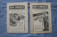 1930 R.K.O. LINCOLN MOVIE THEATRE PROGRAM - LOT OF 6 - K 2730