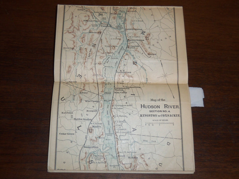 1896 RAND MCNALLY CO. HUDSON RIVER HANDY GUIDE - FOLD-OUT COLOR MAPS - K 1280