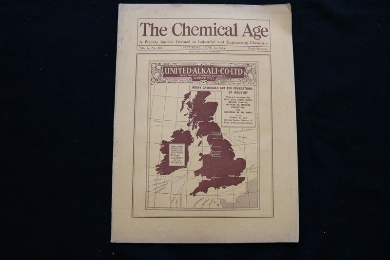 1924 JUNE 14 THE CHEMICAL AGE MAGAZINE - UNITED ALKALI CO. LTD. COVER - SP 4924W