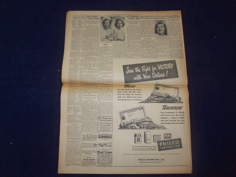 1944 JULY 8 NEW YORK TIMES - SUPERFORTS AGAIN BOMB 2 BASES IN JAPAN - NP 6587