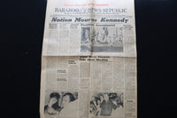 1963 NOVEMBER 23 BARABOO NEWS REPUBLIC NEWSPAPER - NATION MOURNS KENNEDY- K 2942