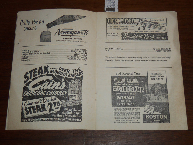 1950'S COLONIAL THEATRE PROGRAMS LOT OF 2 - BOSTON - K 1186