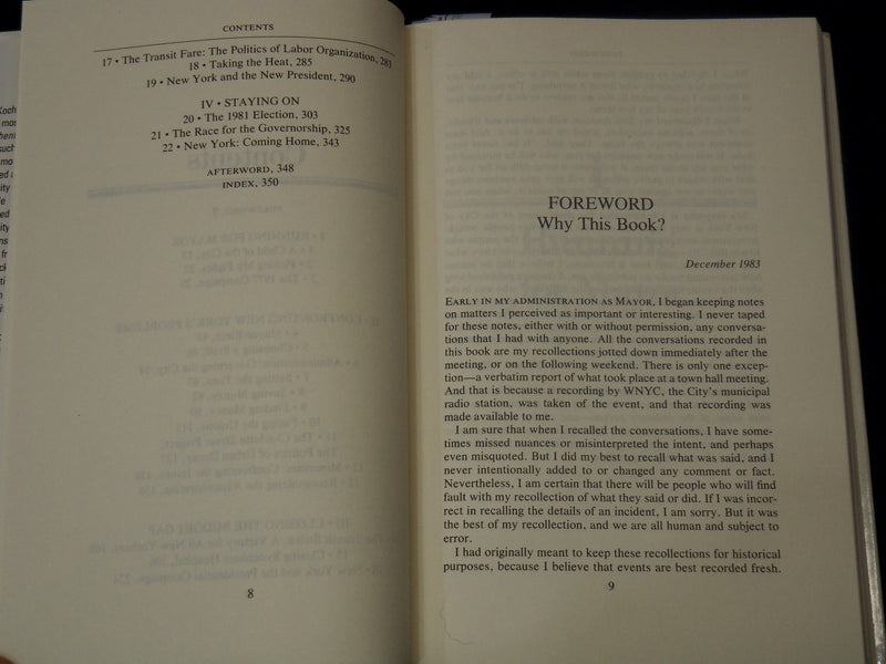 1984 MAYOR AN AUTOBIOGRAPHY BOOK INSCRIBED BY EDWARD I. KOCH - K 2770B